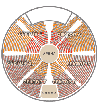 Схема цирка на вернадского с местами и секторами выход артистов